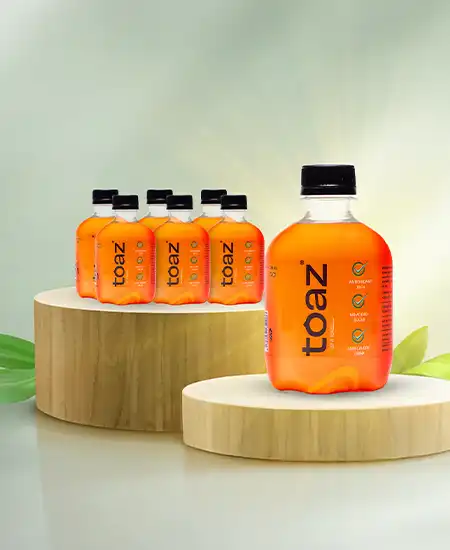 Enjoy Toaz, Kerala’s refreshing sugar-free fruit drink made from farm-fresh nutmeg. A fizzy, antioxidant-rich beverage crafted for a healthy lifestyle.